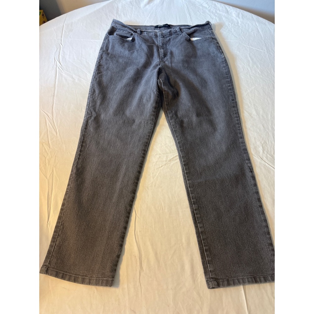 Jones New York Jeans Straight Leg Women 16 Gray  Stretch Denim Pants‎